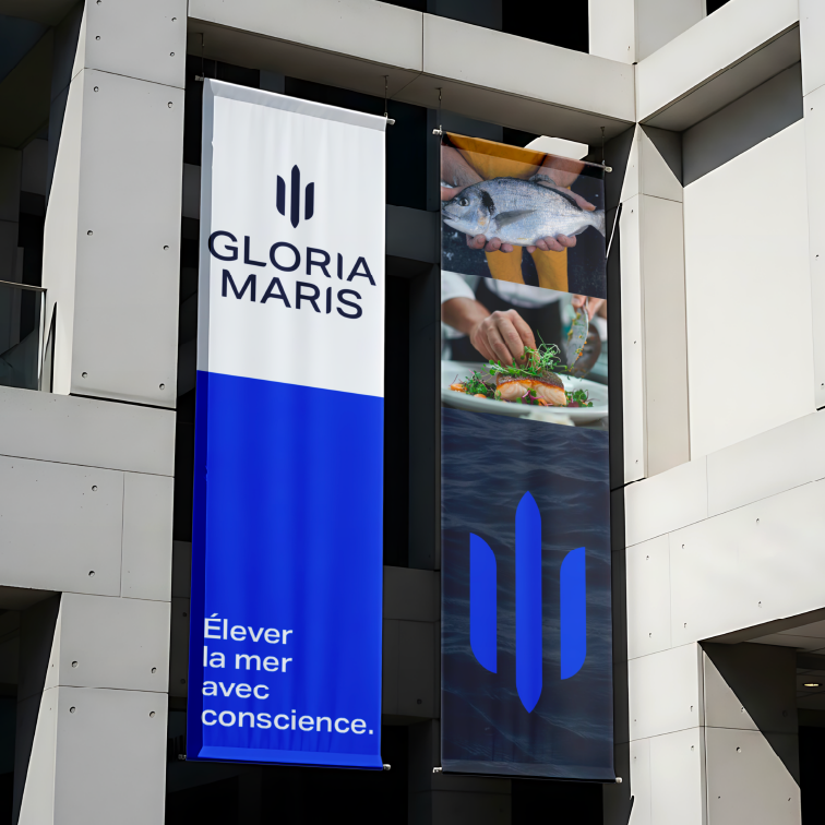 Agence charte graphique Gloria Maris kakemono stand événementiel